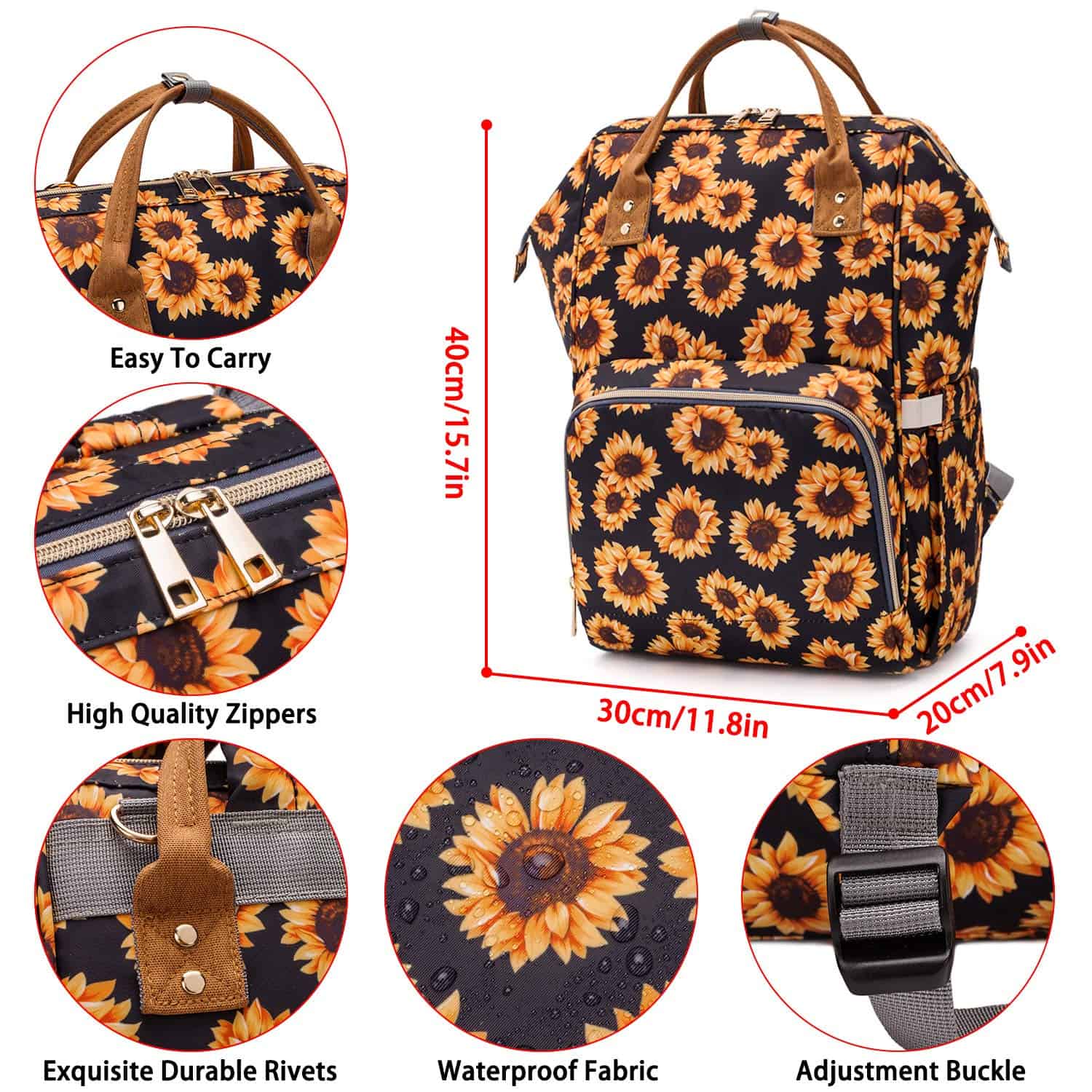 Bolso de Pañales FEWOFJ con Diseño de Girasoles, Bolsa - Imagen 6