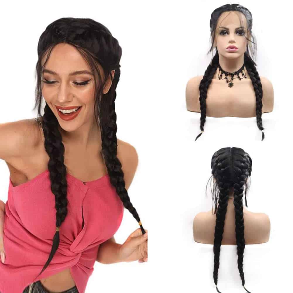 Pelucas Trenzadas Negras Kalisa para Mujeres Peluca Negra - Imagen 3