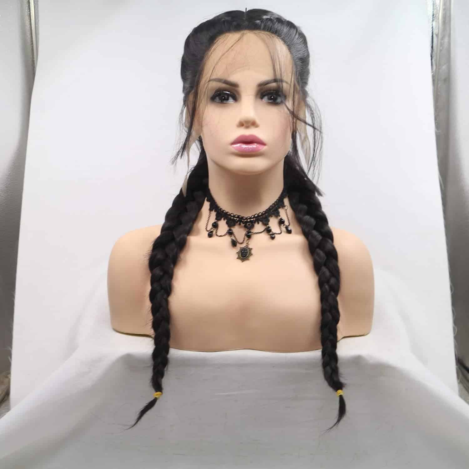 Pelucas Trenzadas Negras Kalisa para Mujeres Peluca Negra - Imagen 4