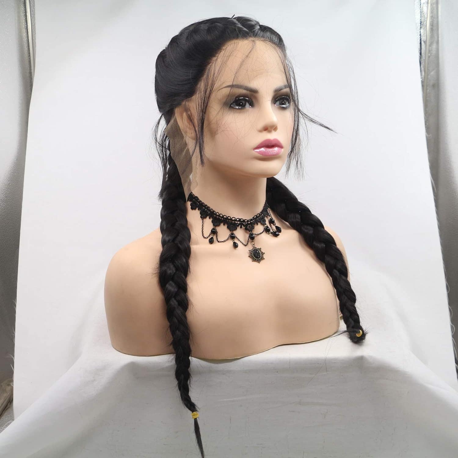 Pelucas Trenzadas Negras Kalisa para Mujeres Peluca Negra - Imagen 5