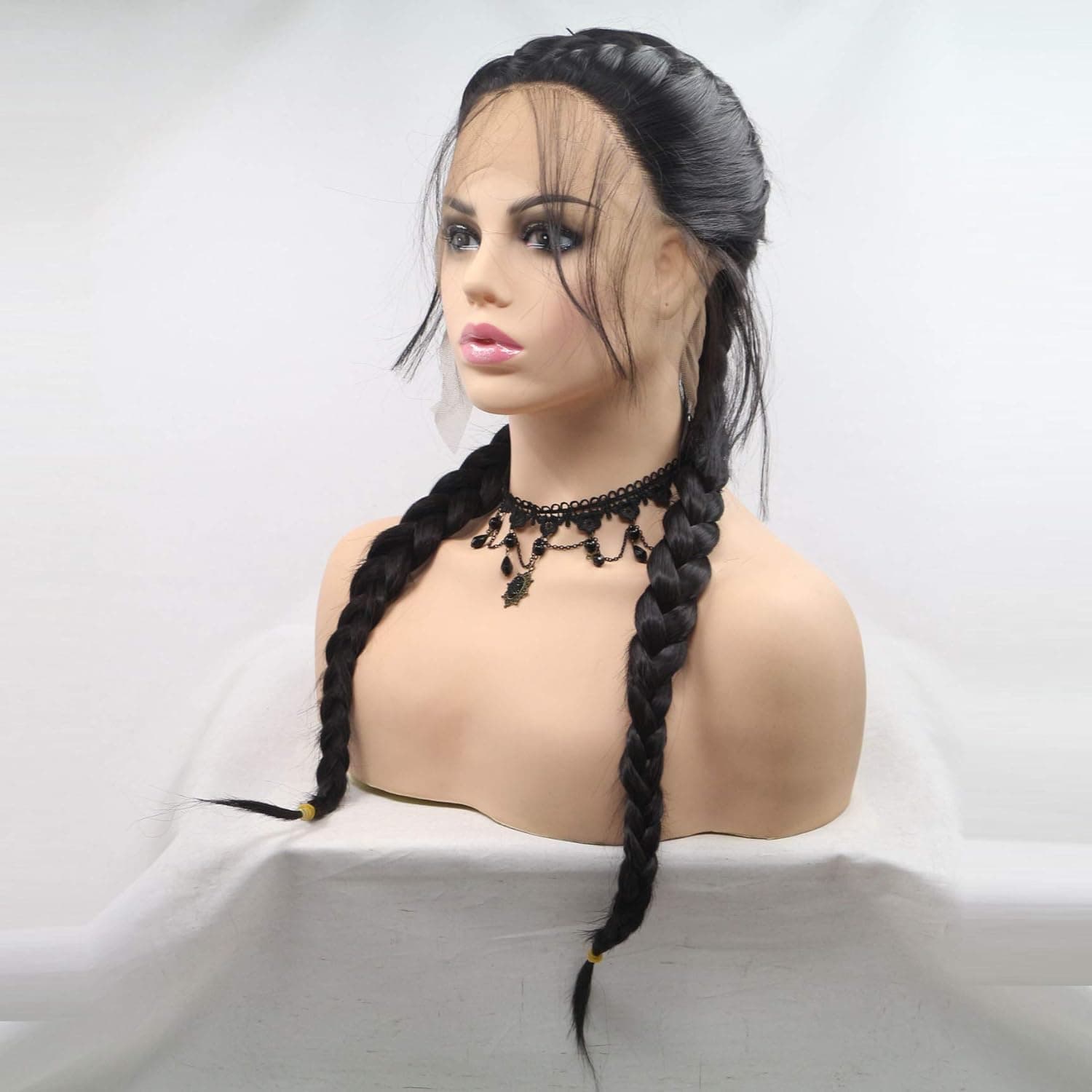 Pelucas Trenzadas Negras Kalisa para Mujeres Peluca Negra - Imagen 7