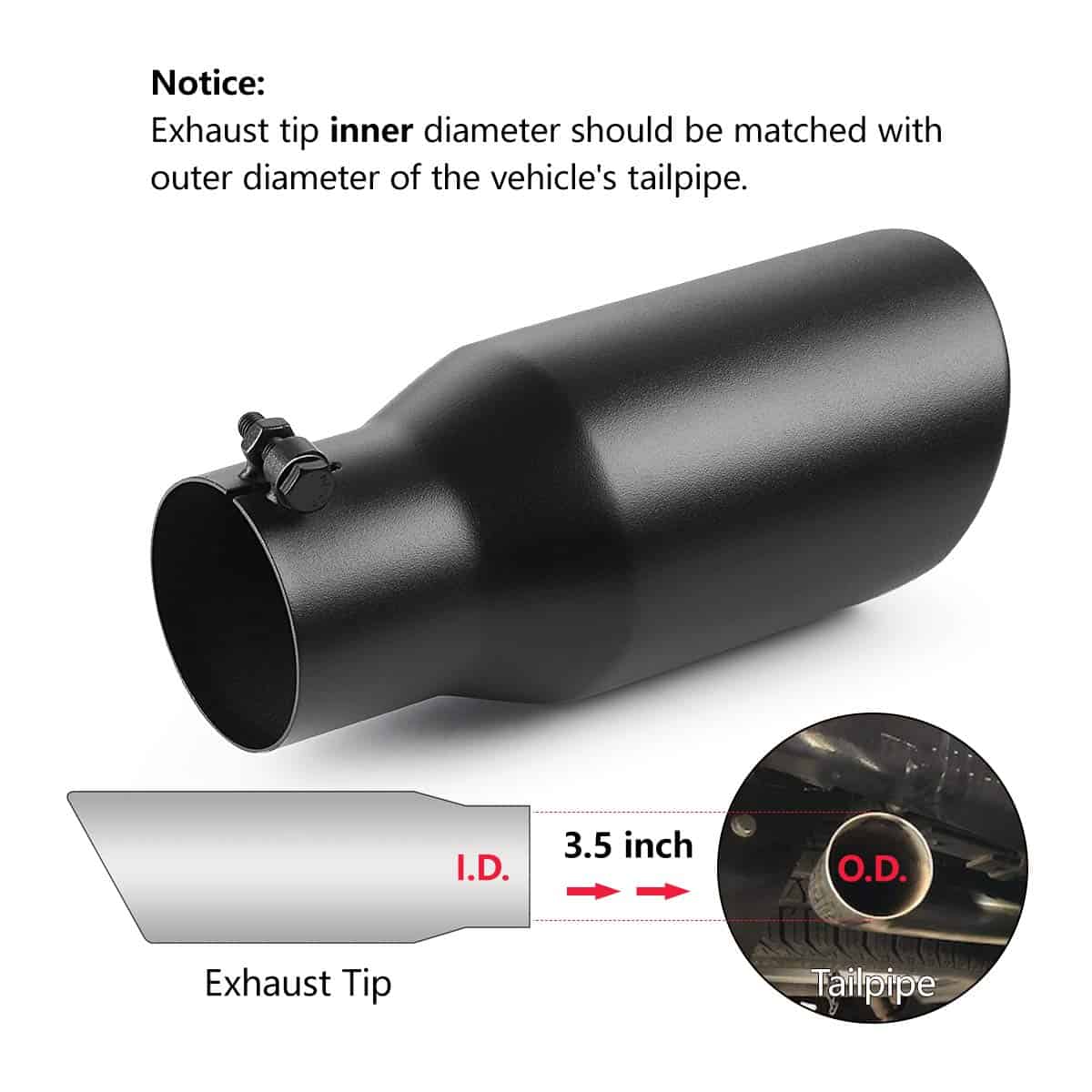 Punta de escape A-KARCK de 3.5 pulgadas de entrada, 3.5" de - Imagen 6