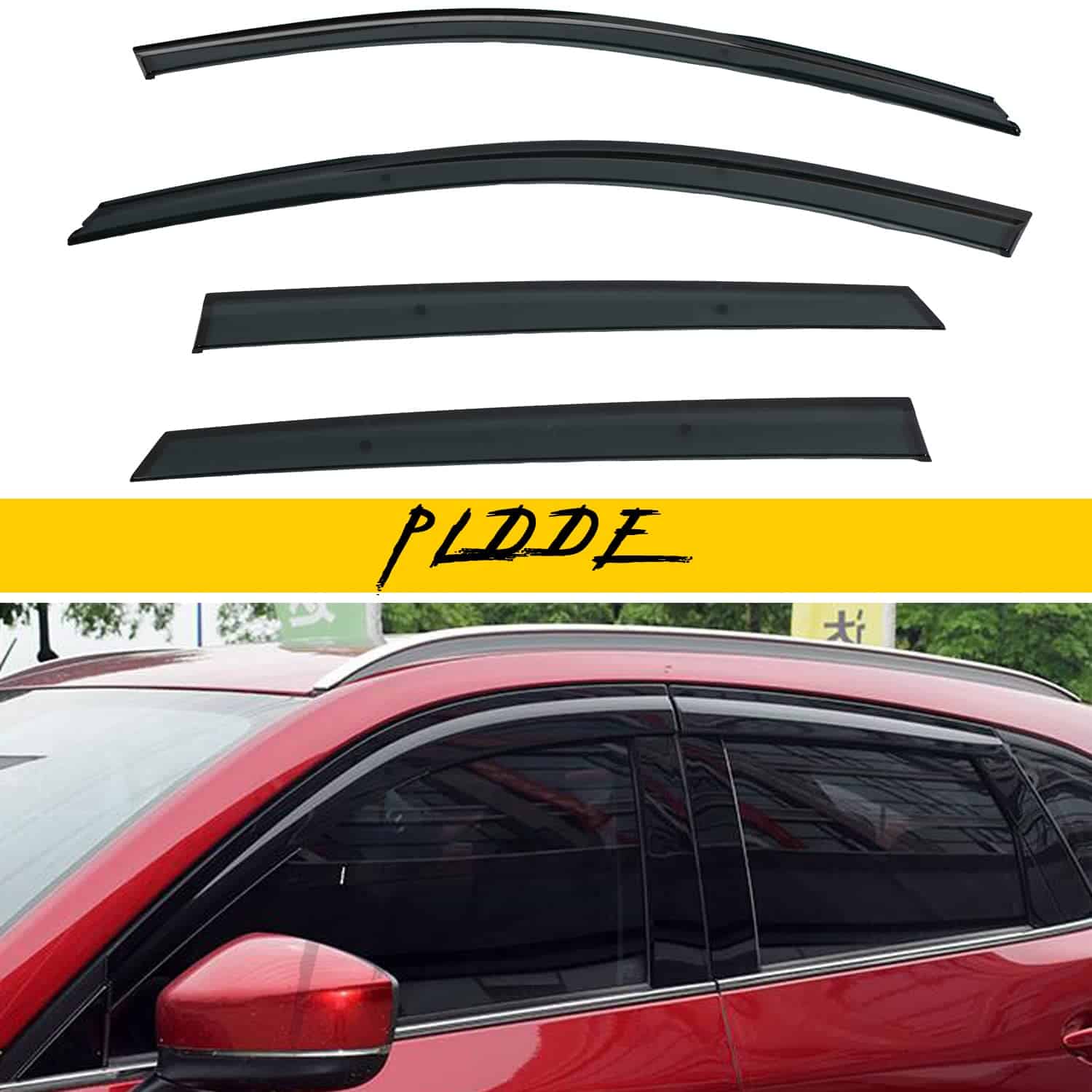 PLDDE 4pcs JDM Viseras de Ventana Tintada Compatible con
