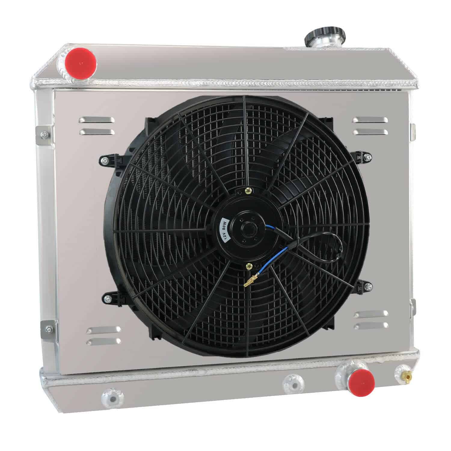 Radiador de Aluminio de 4 Filas + Cubierta + Ventilador +