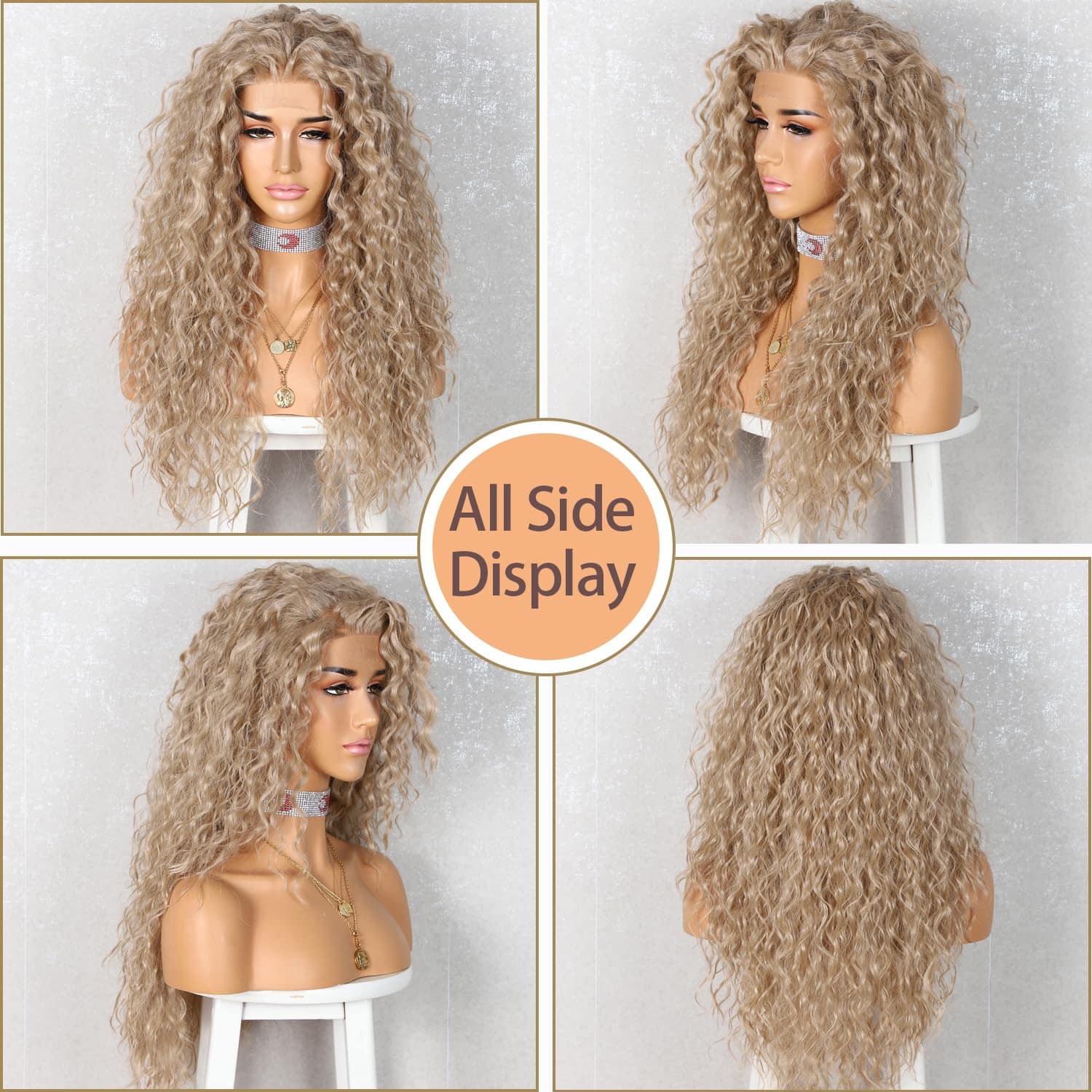 SAPPHIREWIGS Pelucas Rizadas de Encaje Sintético Profundo - Imagen 4