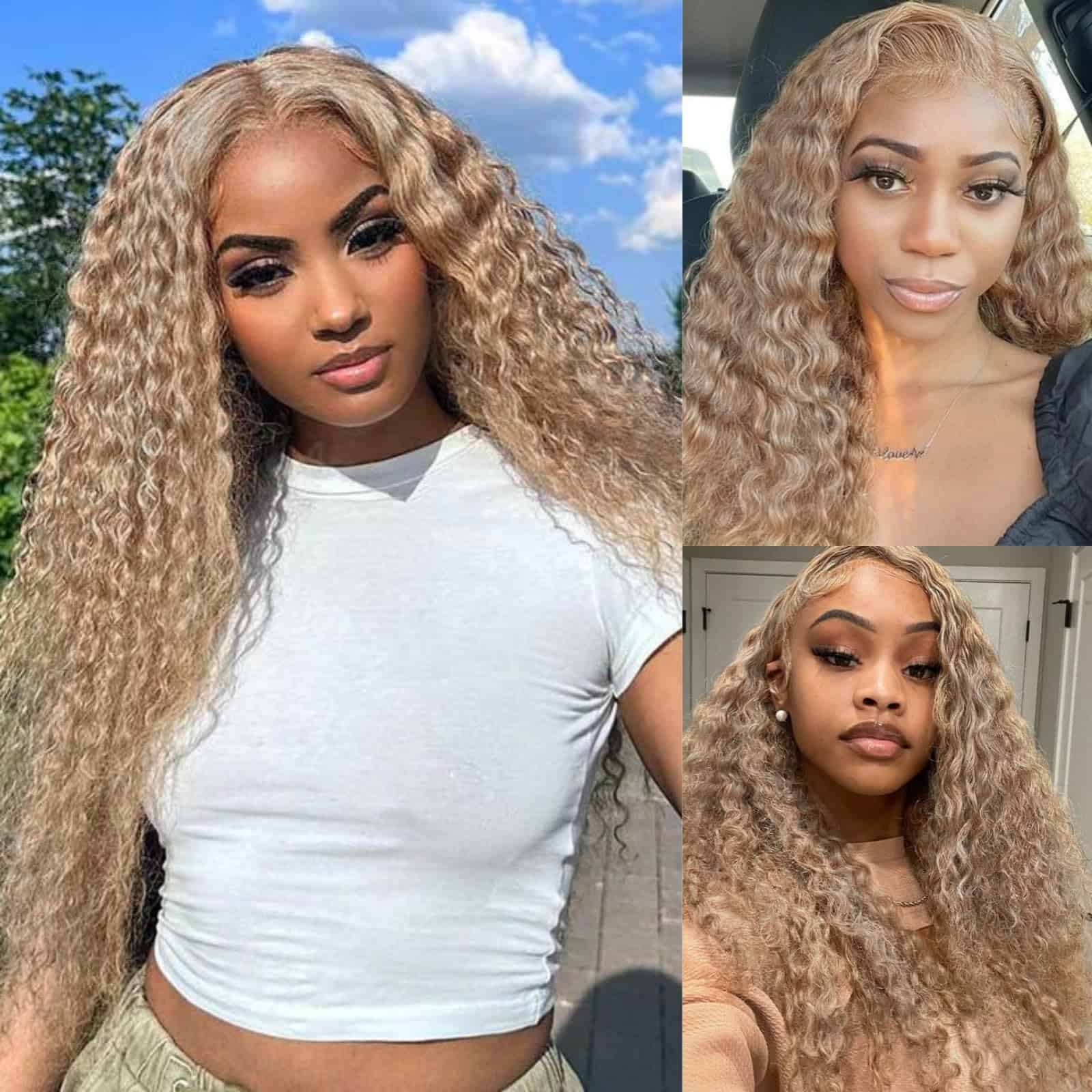 SAPPHIREWIGS Pelucas Rizadas de Encaje Sintético Profundo - Imagen 3