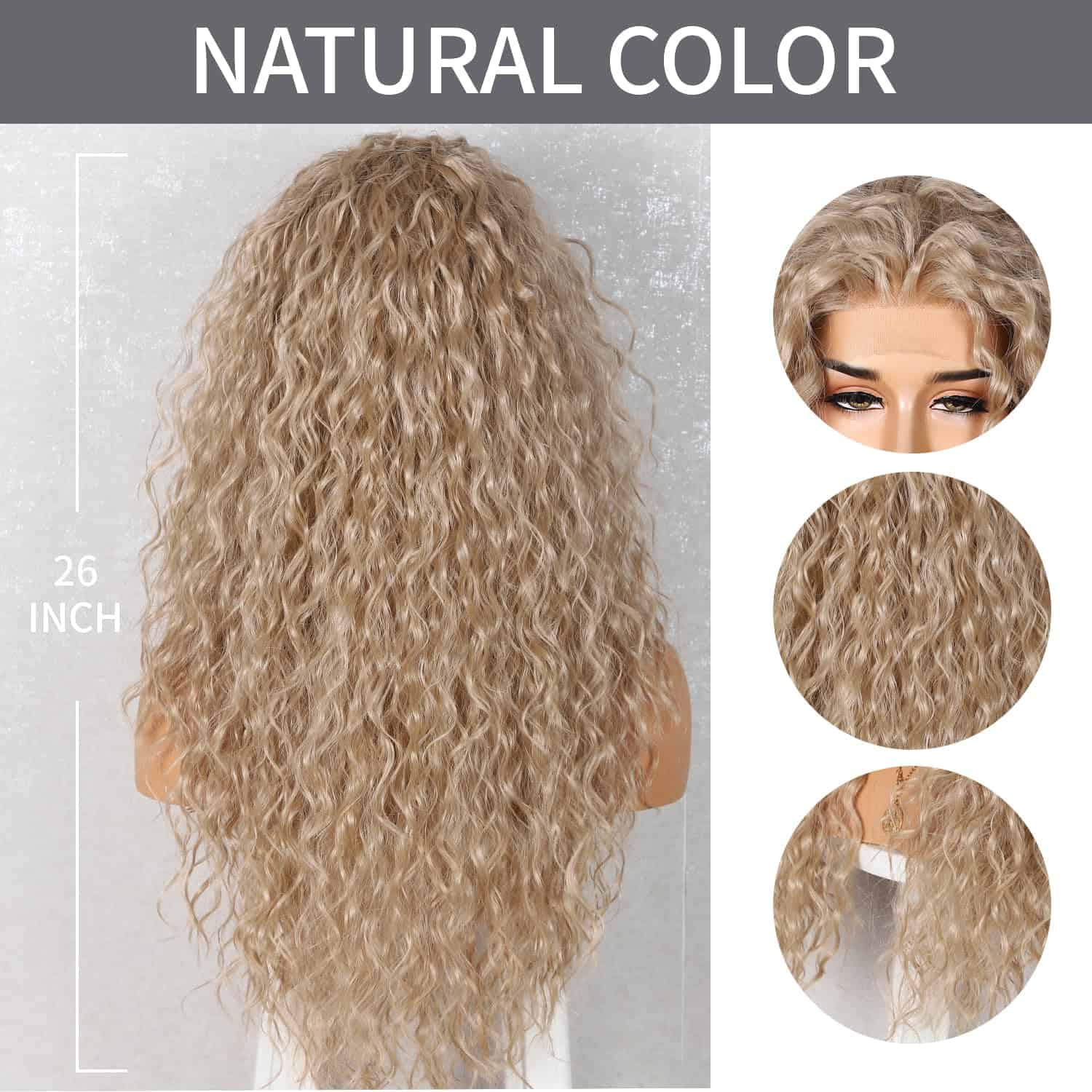 SAPPHIREWIGS Pelucas Rizadas de Encaje Sintético Profundo - Imagen 9