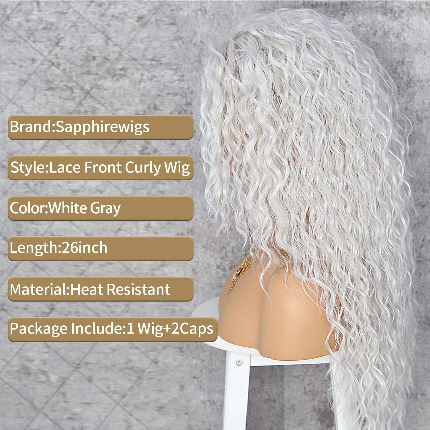 Pelucas de Encaje Sintético Rizado Largo Ondulado Profundo - Imagen 6