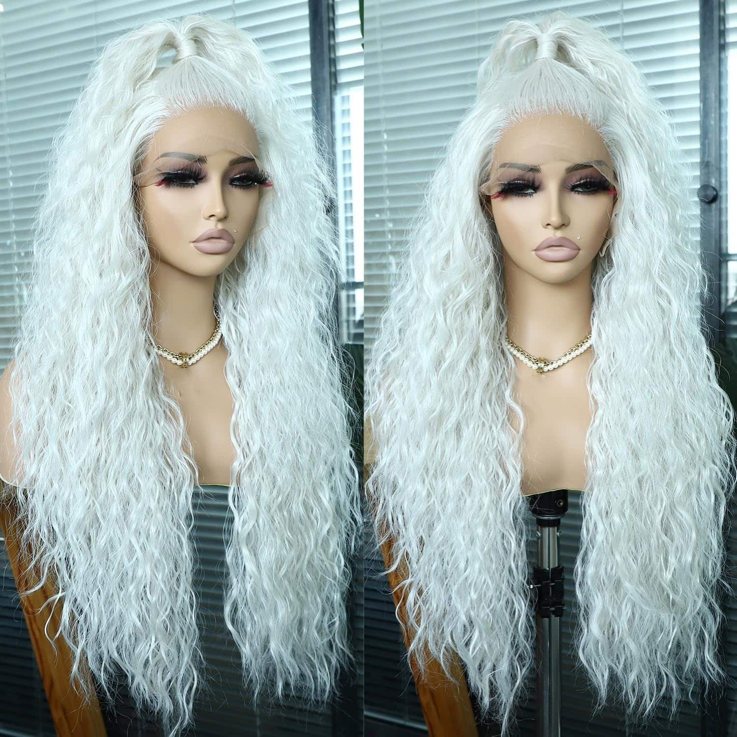 Pelucas de Encaje Sintético Rizado Largo Ondulado Profundo - Imagen 7