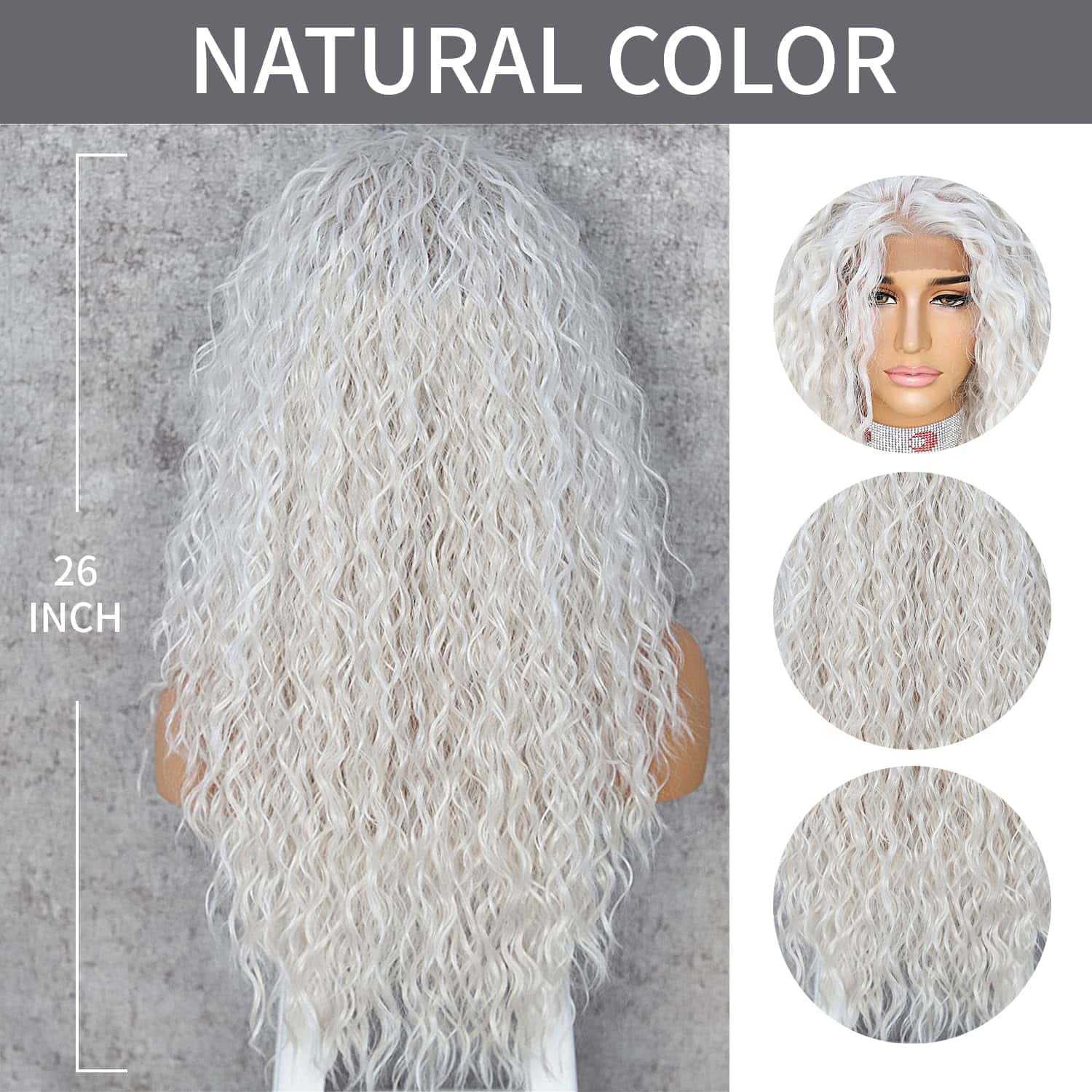 Pelucas de Encaje Sintético Rizado Largo Ondulado Profundo - Imagen 8