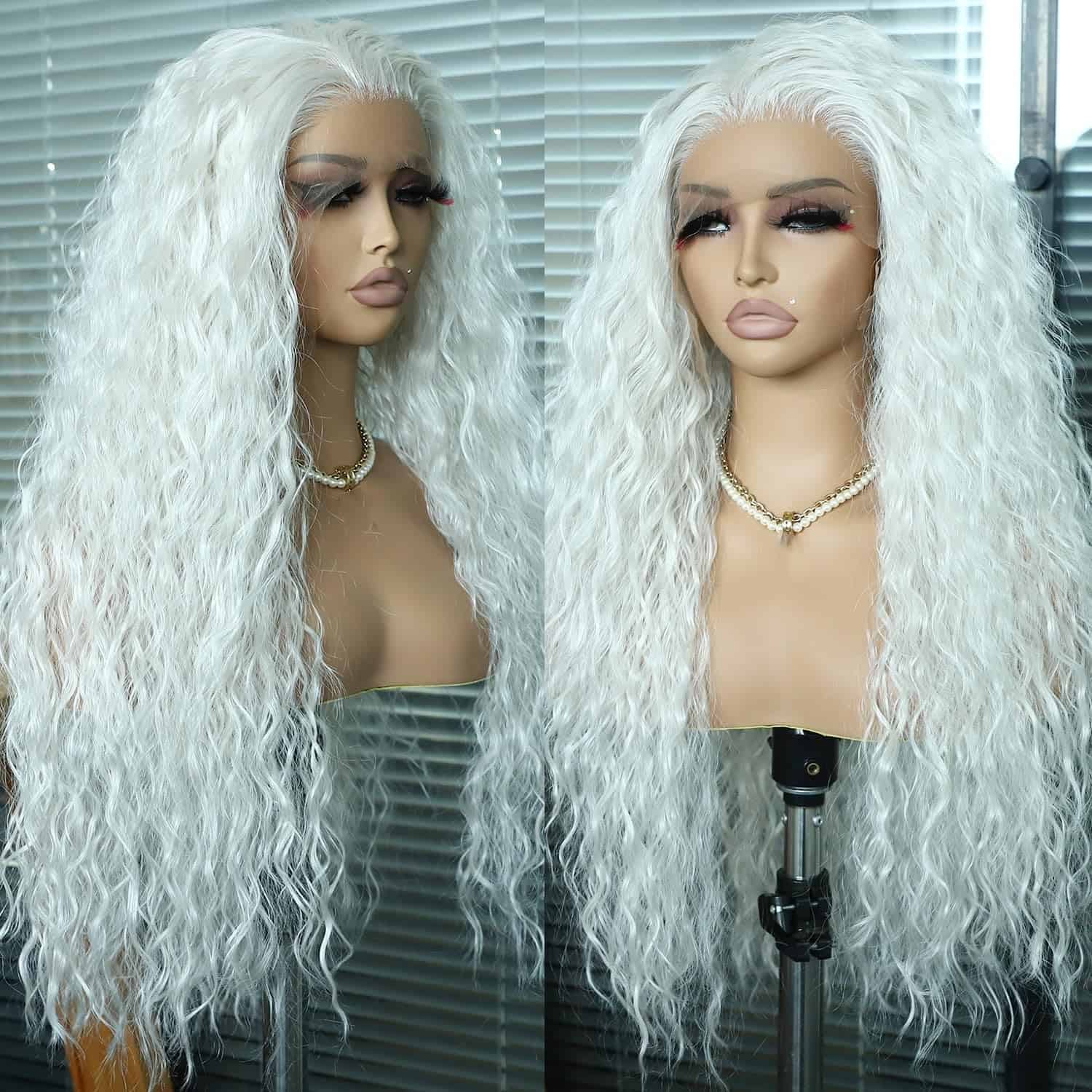 Pelucas de Encaje Sintético Rizado Largo Ondulado Profundo - Imagen 5