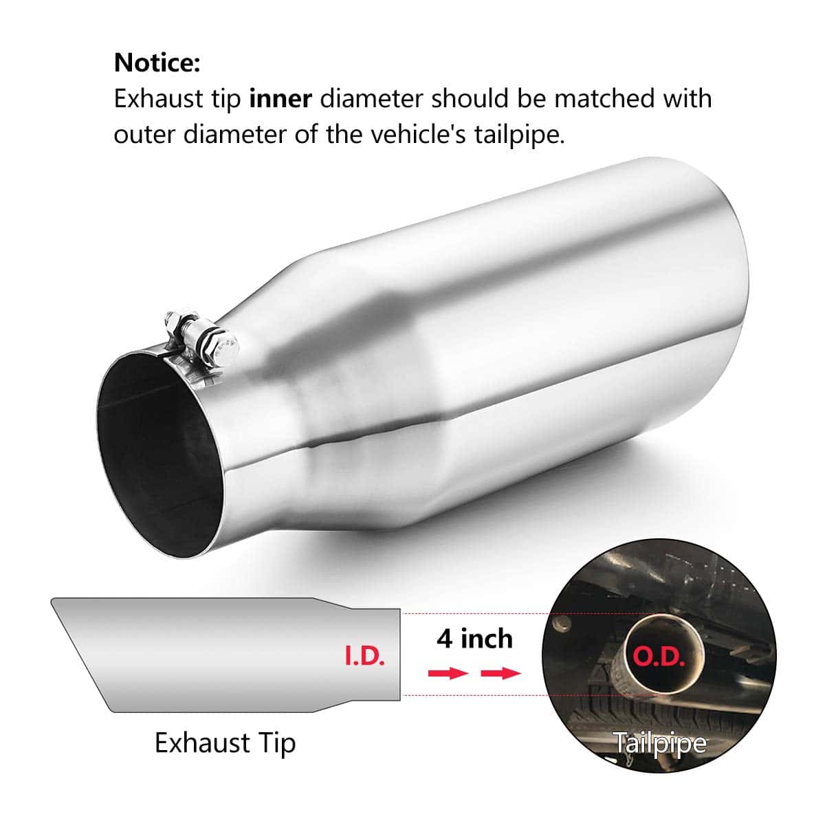 A-KARCK Salida de escape de 4 pulgadas de diámetro de - Imagen 7