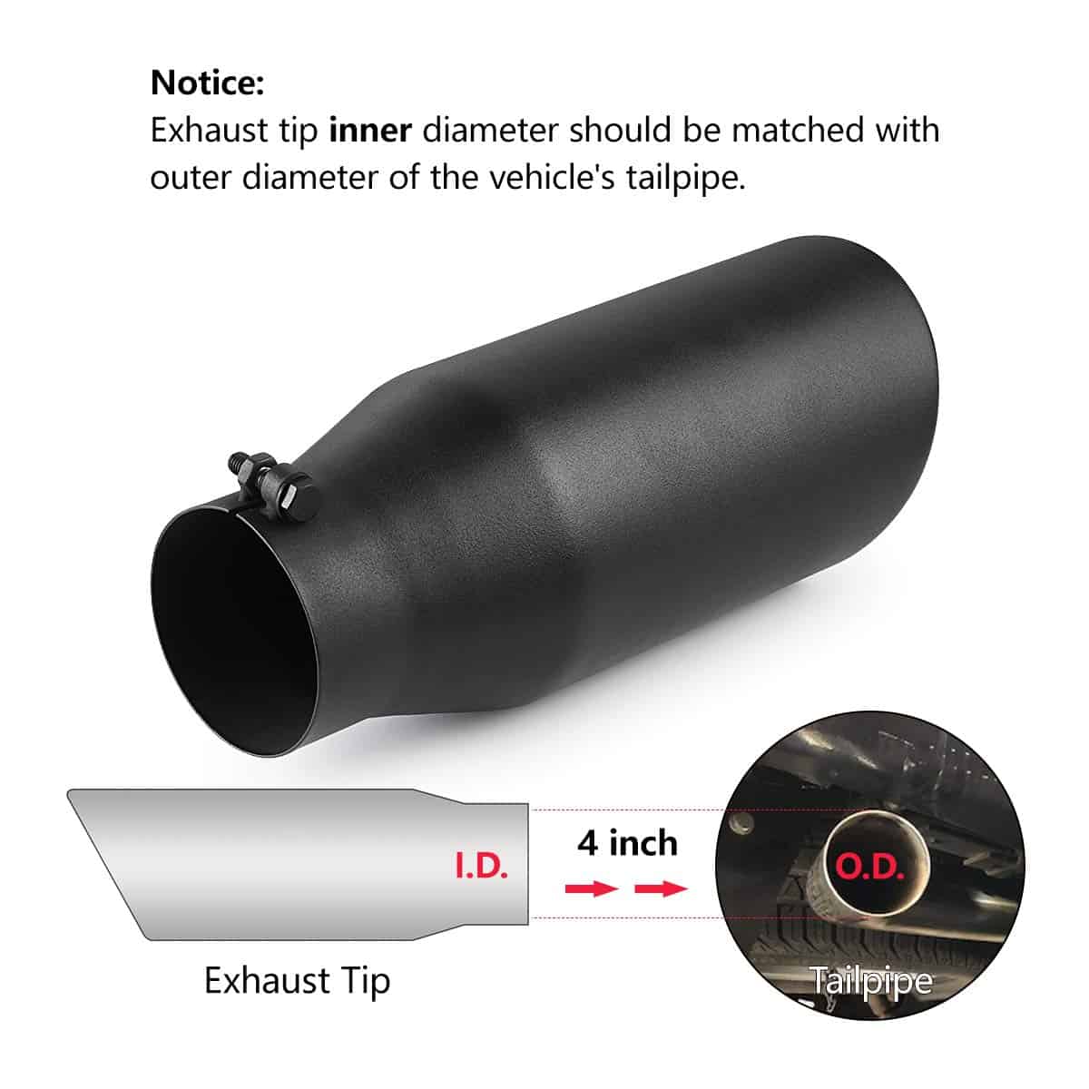 Punta de escape A-KARCK de 4 pulgadas de entrada, universal - Imagen 6