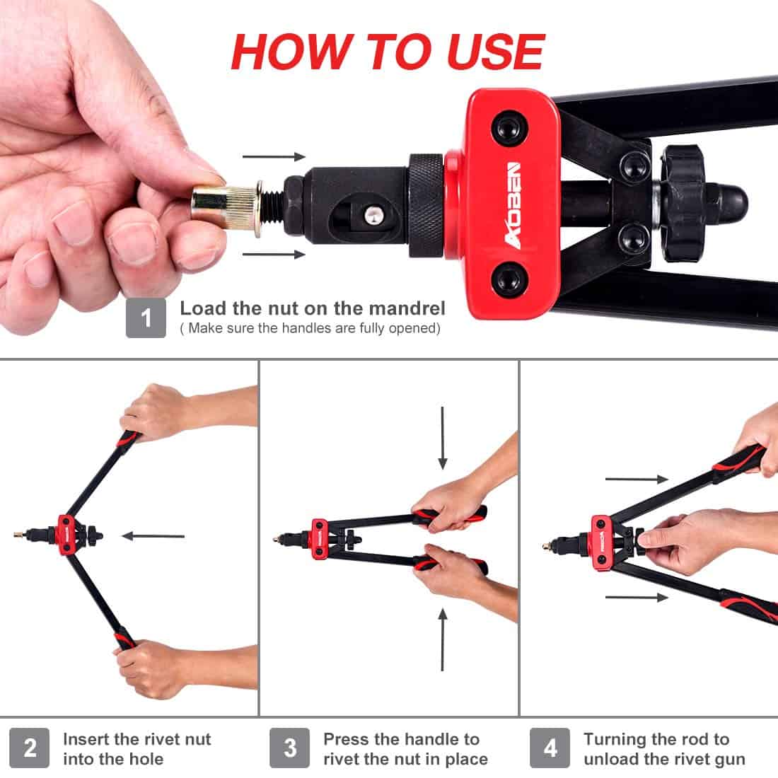 Herramienta AOBEN 14" para Remaches Ciegos, Kit Profesional - Imagen 7