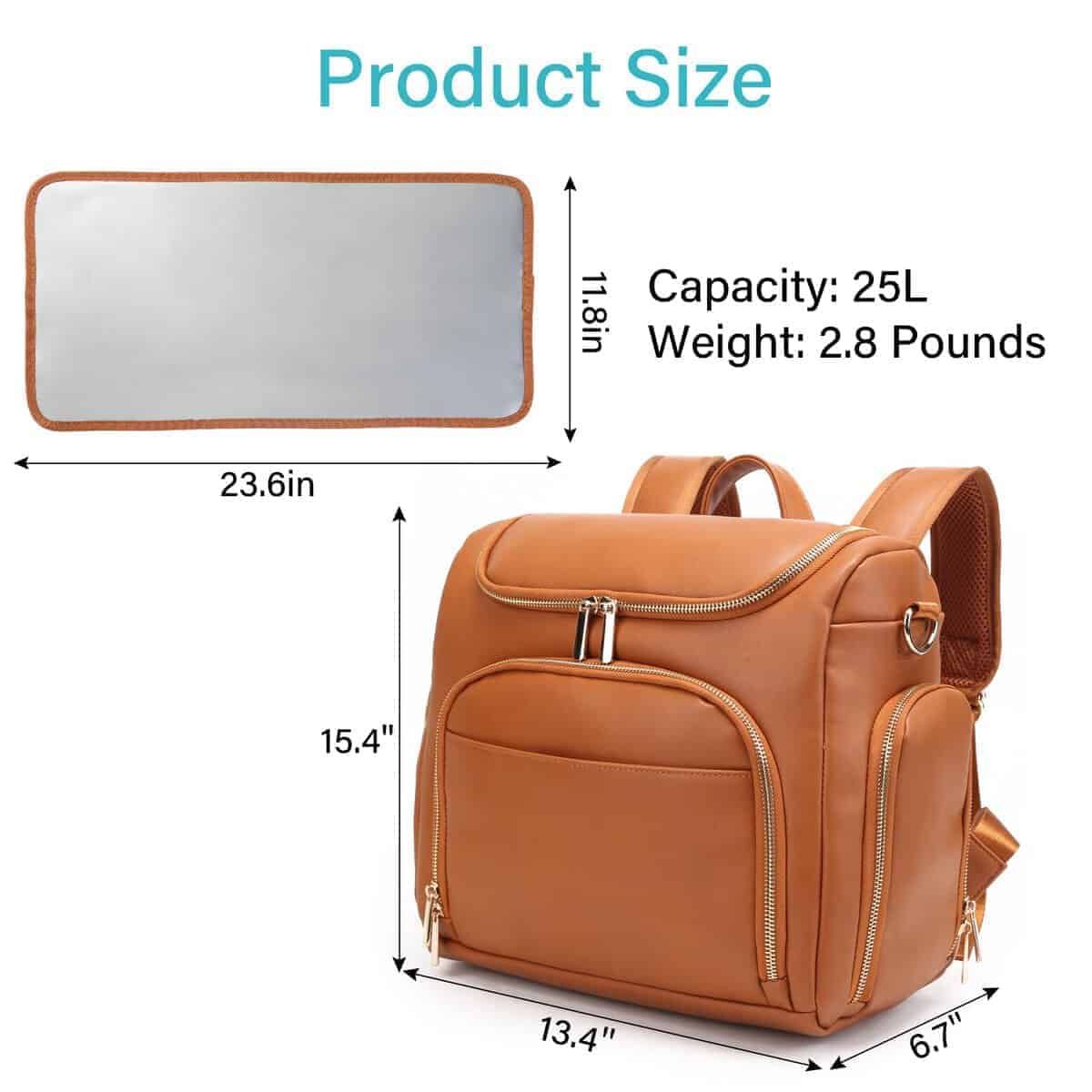 Mochila de Cuero para Pañales con Cambiador - Gran - Imagen 7