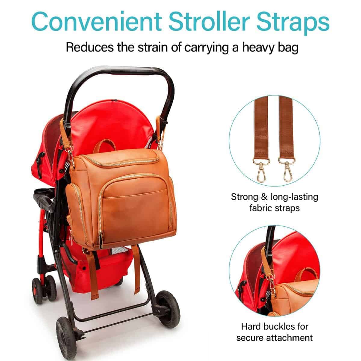 Mochila de Cuero para Pañales con Cambiador - Gran - Imagen 5