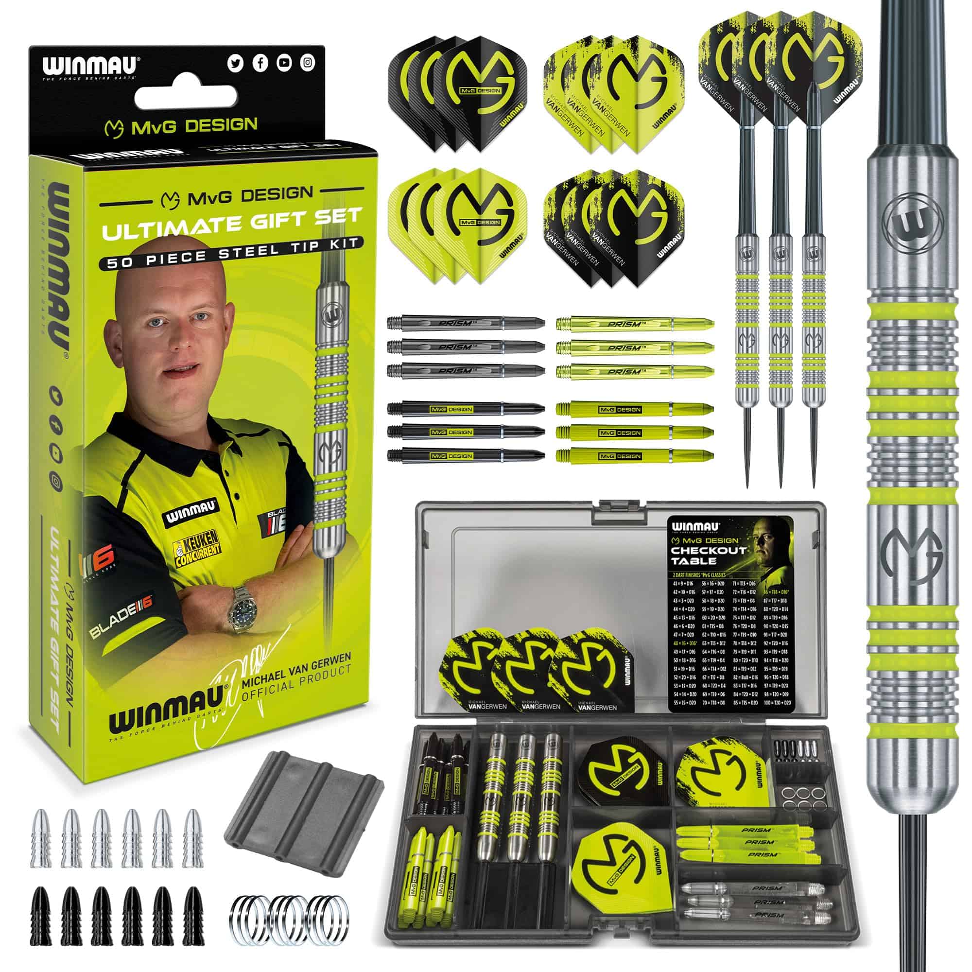 Set de Dardos WINMAU Michael Van Gerwen MvG Steel Tip con