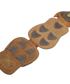 Estuche de cuero para púas de guitarra con diseño de búho,