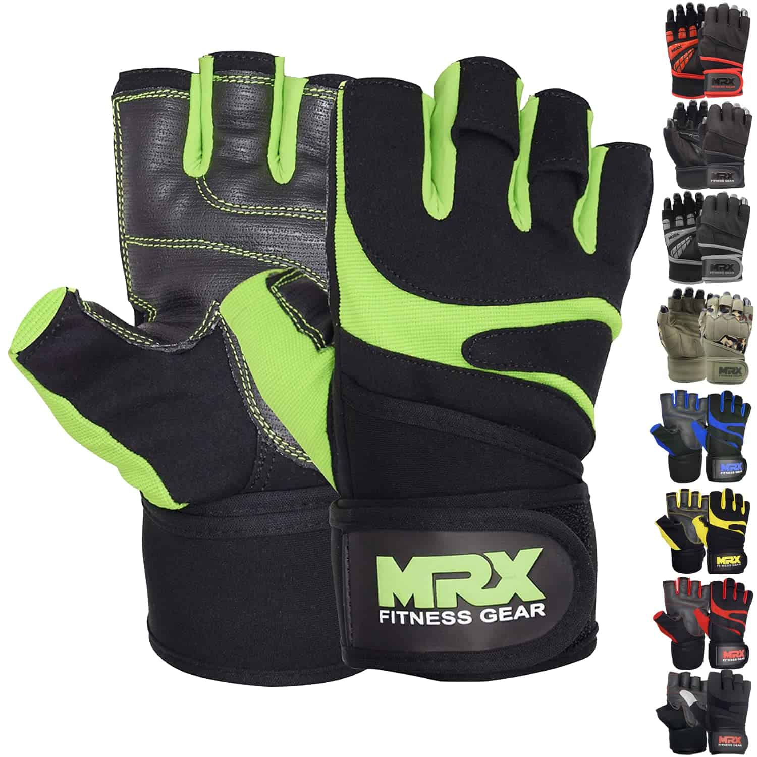 Guantes de levantamiento de pesas MRX para -Negro Verde
