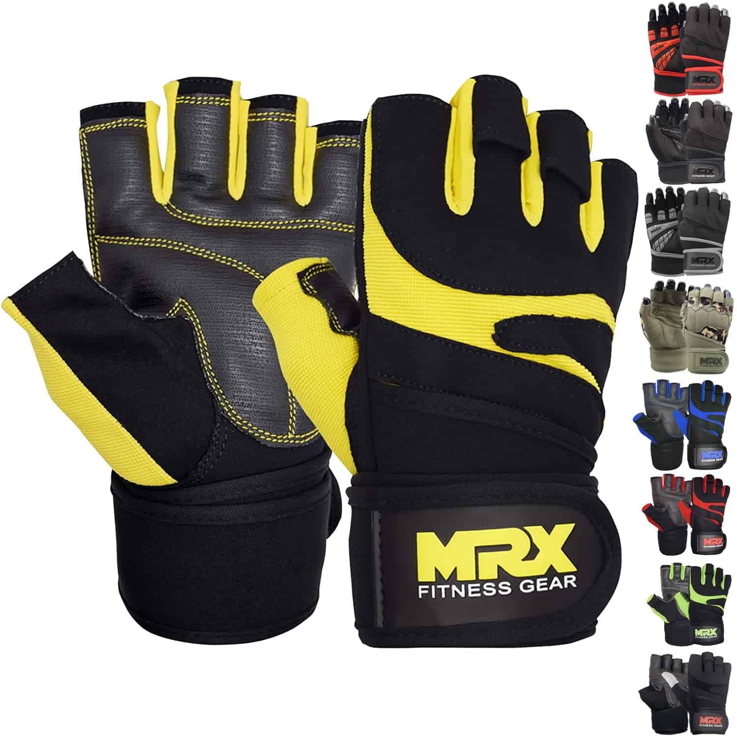 Guantes de Levantamiento de Pesas MRX -Negro Amarillo