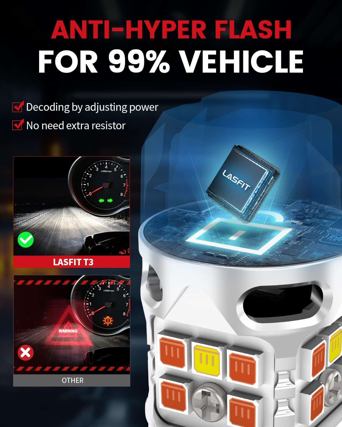 Bombilla LED LASFIT 3157 Switchback 3057 4157 Blanco Ámbar - Imagen 3