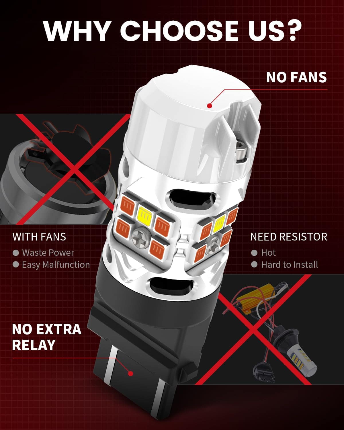 Bombilla LED LASFIT 3157 Switchback 3057 4157 Blanco Ámbar - Imagen 8