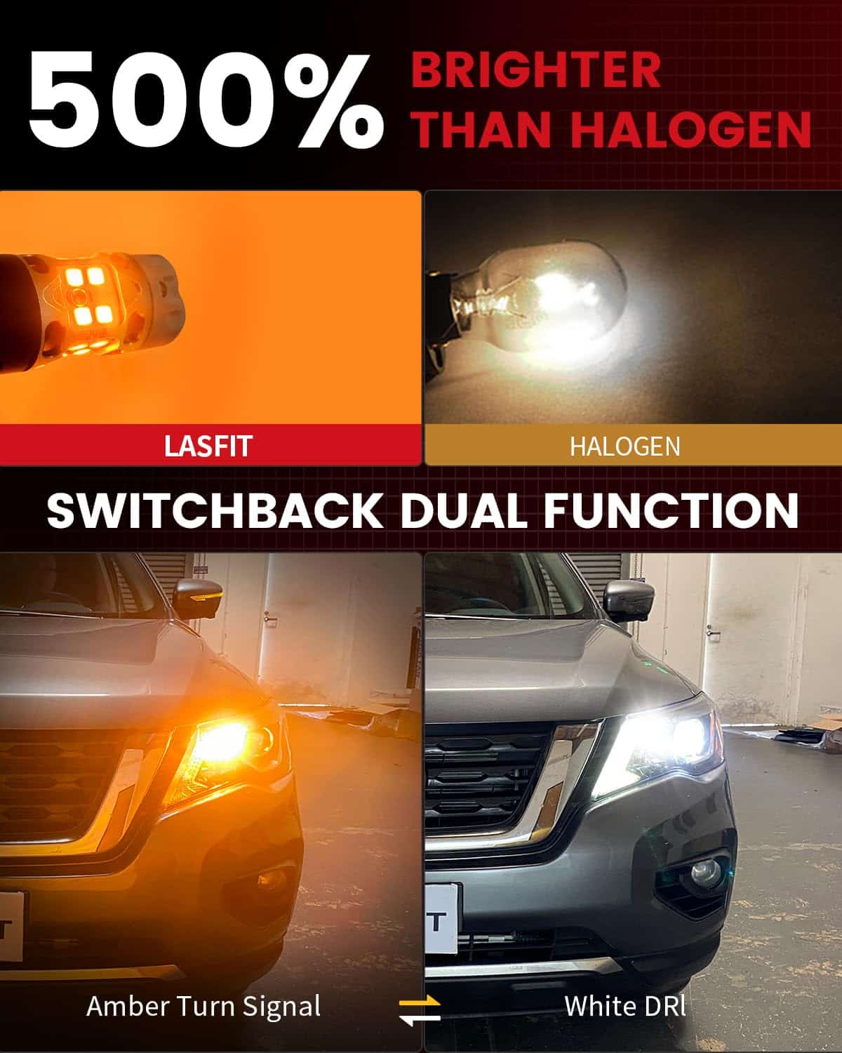 Bombilla LED LASFIT 3157 Switchback 3057 4157 Blanco Ámbar - Imagen 4