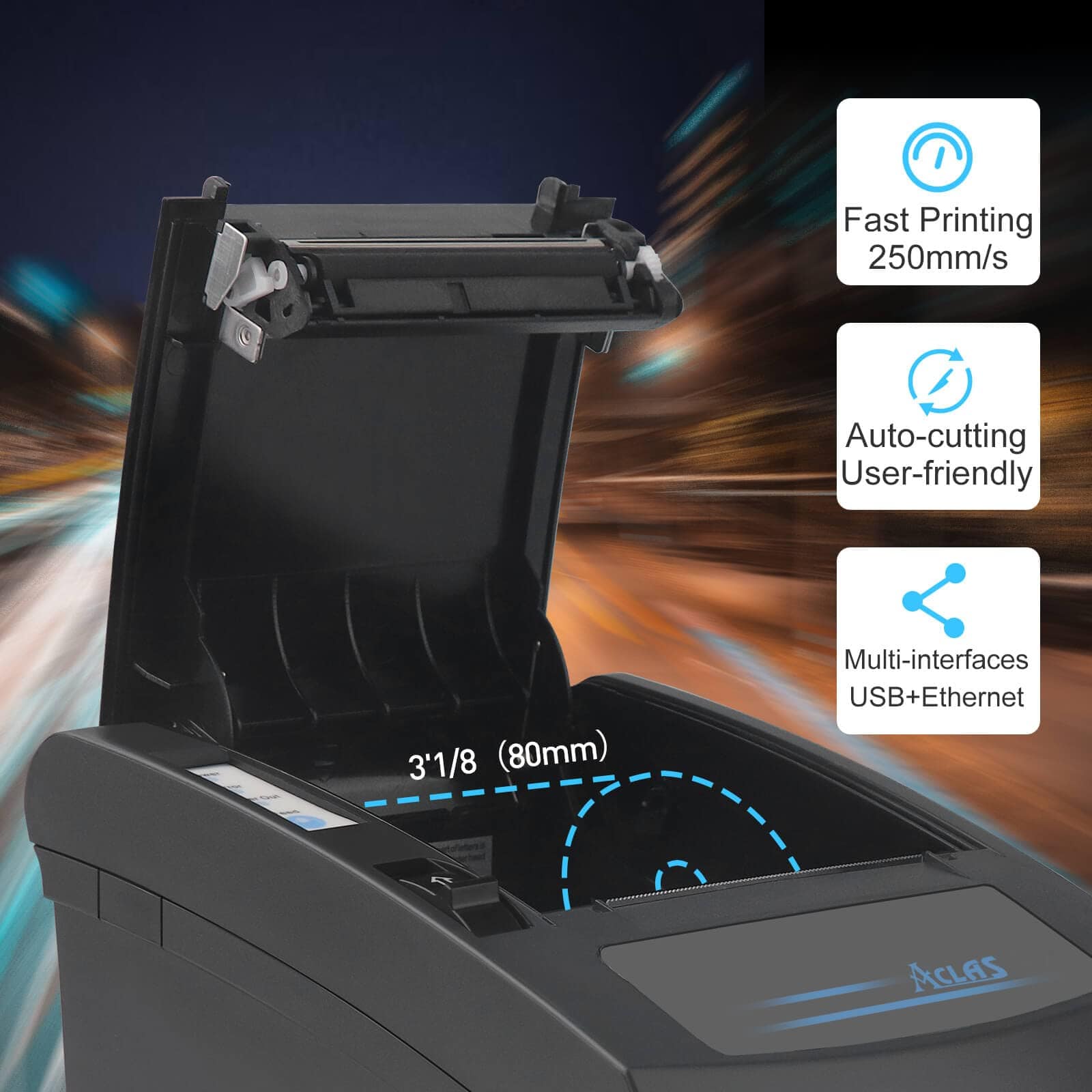 Impresora Térmica Aclas 3'1/8 80mm con Cortador Automático - Imagen 3