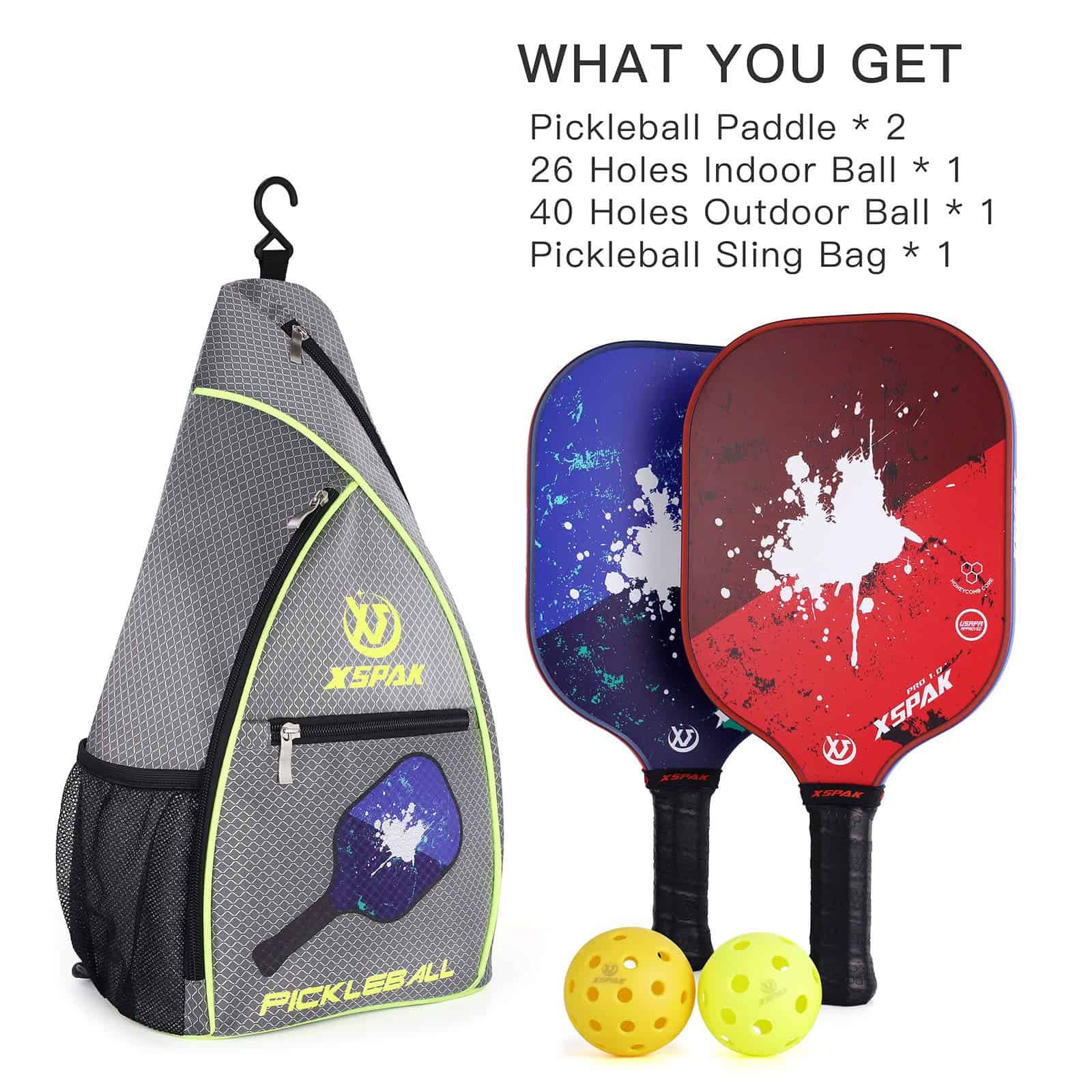 XS XSPAK Set de Paletas de Pickleball de 2 con Bolsa, - Imagen 5