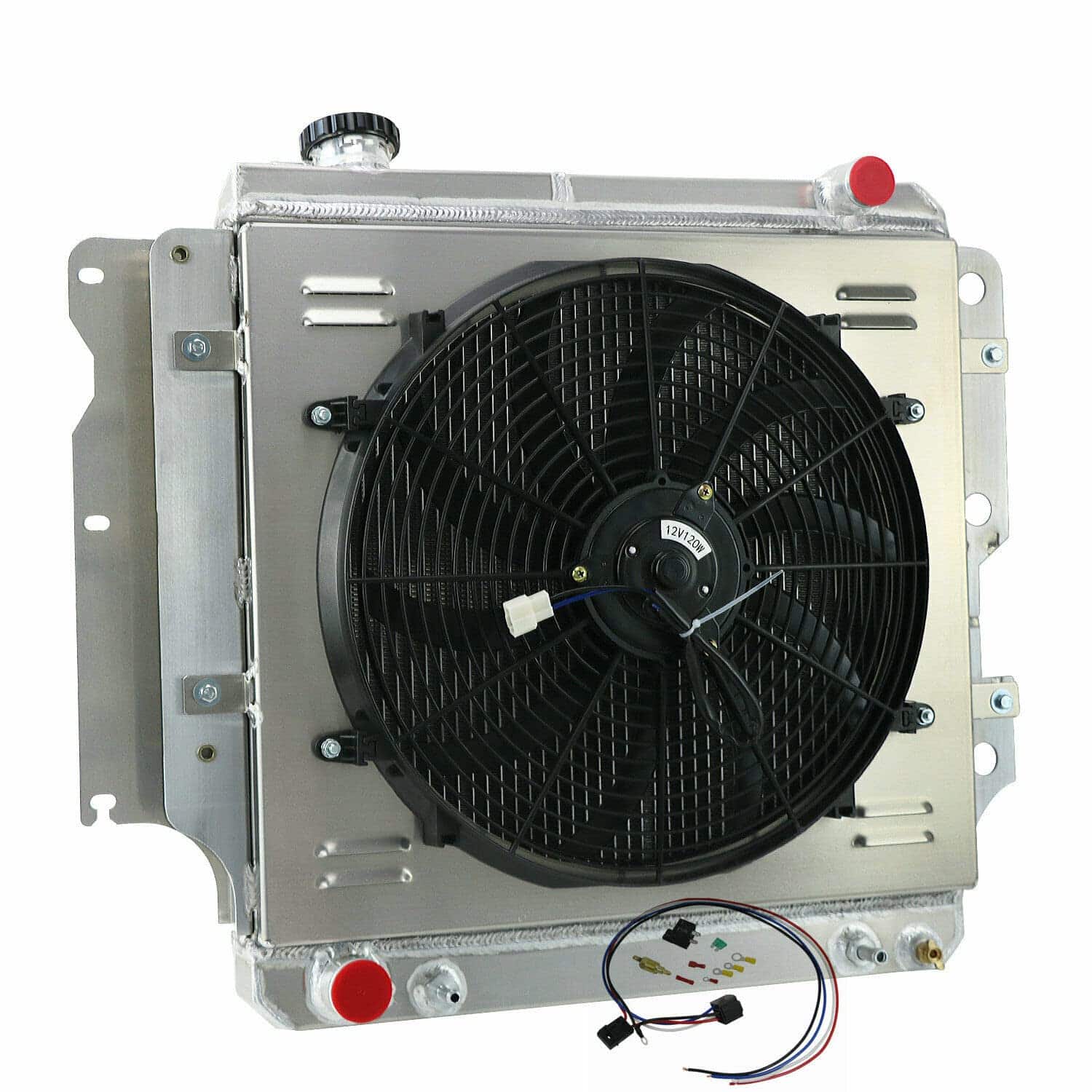 Radiador de aluminio de 3 filas + Cubierta de ventilador de