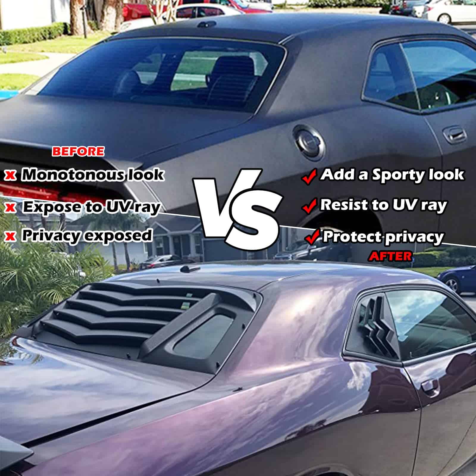Rejillas de Ventana Trasera y Lateral para Dodge Challenger - Imagen 4