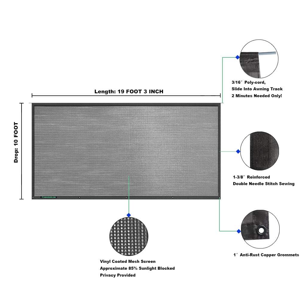 Leaveshade Pantalla Solar para Toldo de RV 10' X 19' 3'' - Imagen 5
