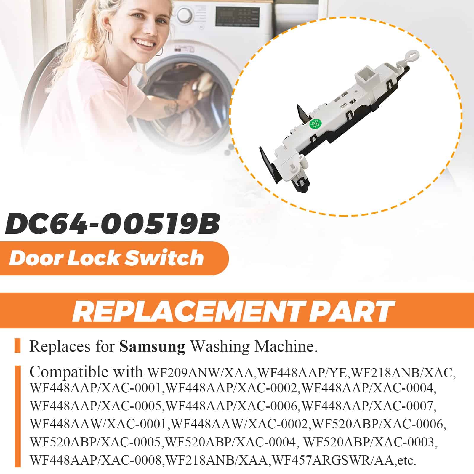 Bloqueo de Puerta de Lavadora DC64-00519B OEM por Beaquicy - Imagen 8