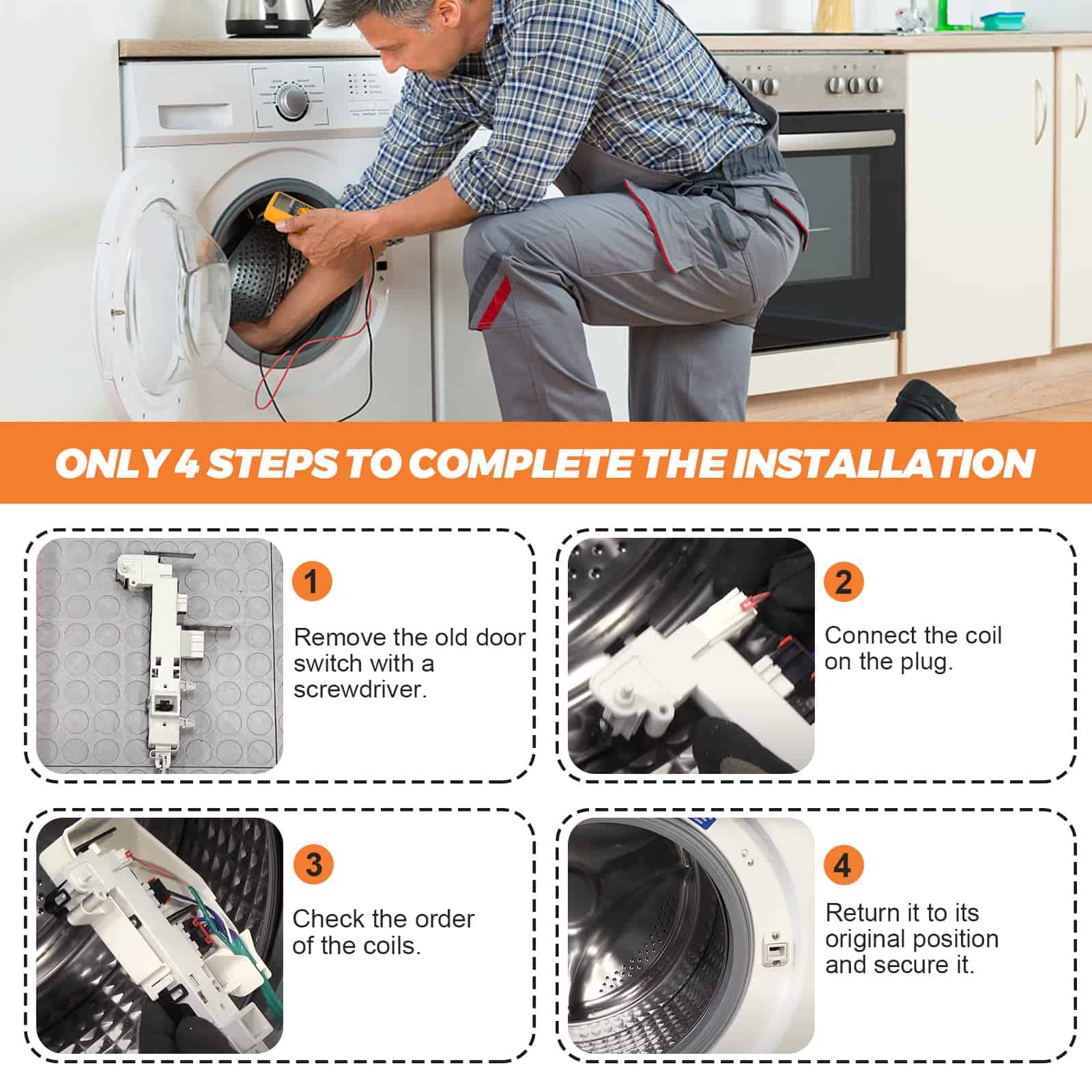 Bloqueo de Puerta de Lavadora DC64-00519B OEM por Beaquicy - Imagen 7