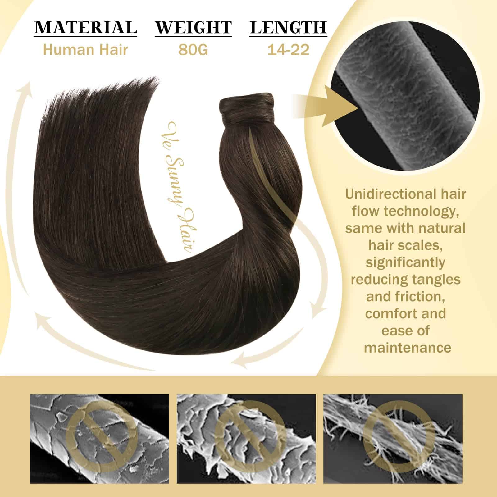 Extensión de cola de caballo de pelo humano Remy Ve Sunny - Imagen 6