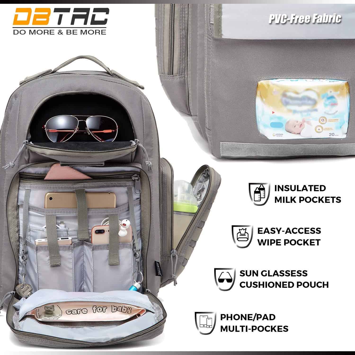 Mochila para pañales para papá, DBTAC Bolso grande para - Imagen 6