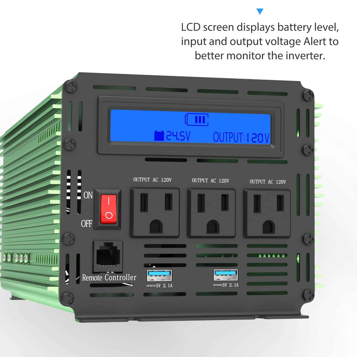 Inversor de Corriente Edecoa 2000W 24V DC a 110V AC con - Imagen 5