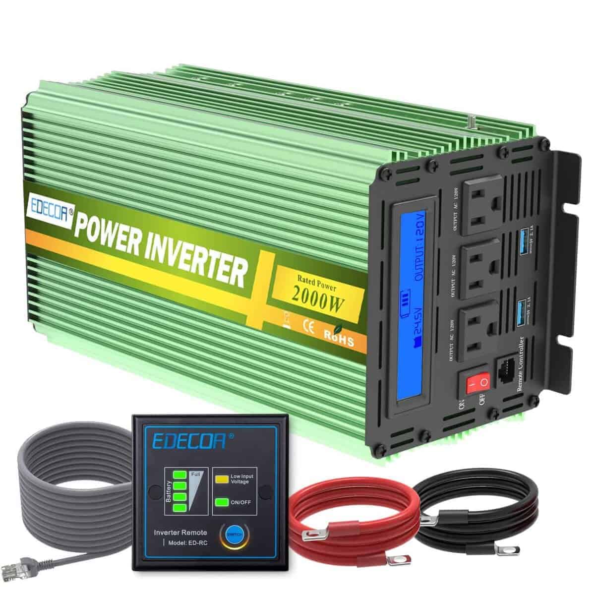 Inversor de Corriente Edecoa 2000W 24V DC a 110V AC con