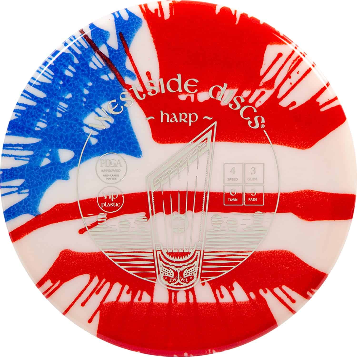 Disco de golf MyDye American Flag de Westside Discs, Putter