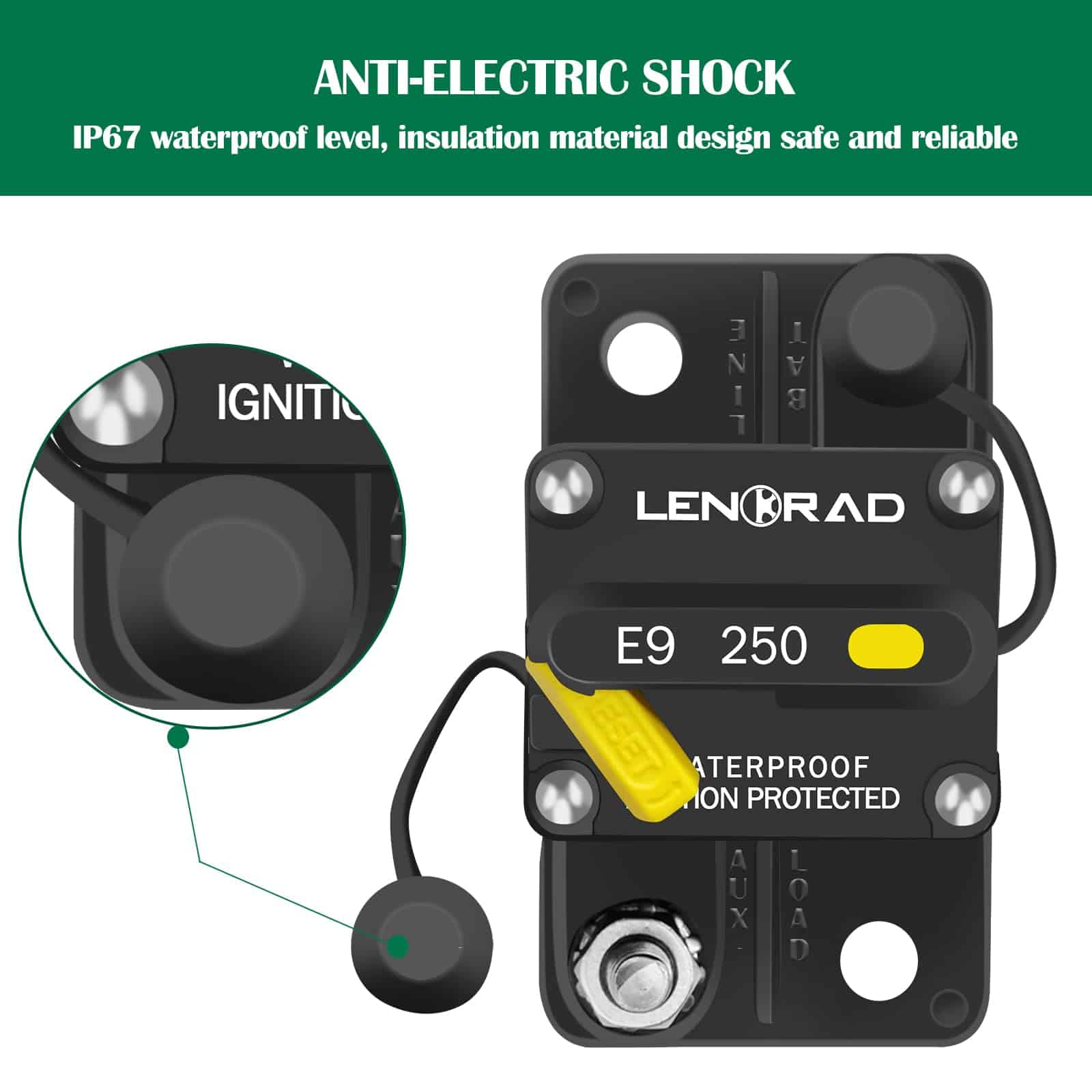 LENKRAD 250 Amp Marine Interruptor Automático Restaurable - Imagen 5