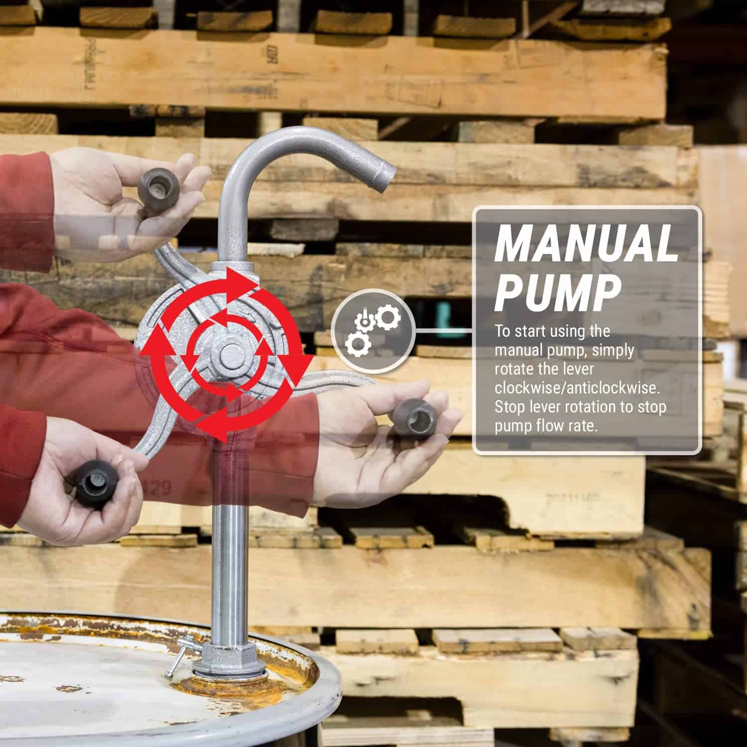 Bomba de Mano Rotativa TERA PUMP TRWS25-HD de Hierro - Imagen 8