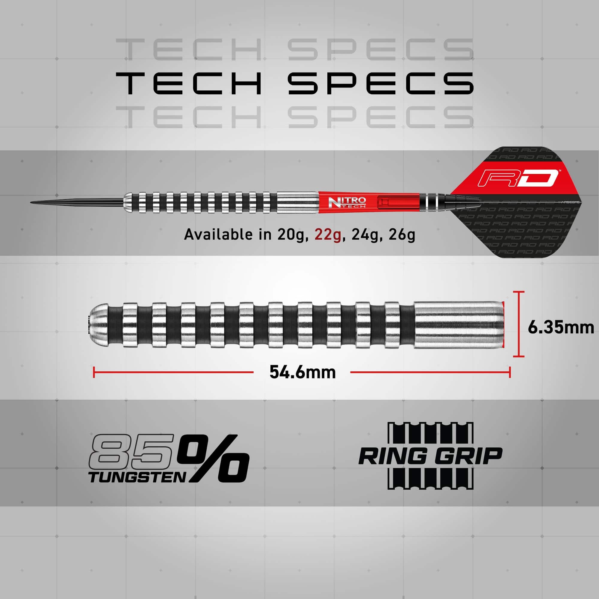 Set de Dardos RED DRAGON Javelin Negro 22g de Tungsteno con - Imagen 5