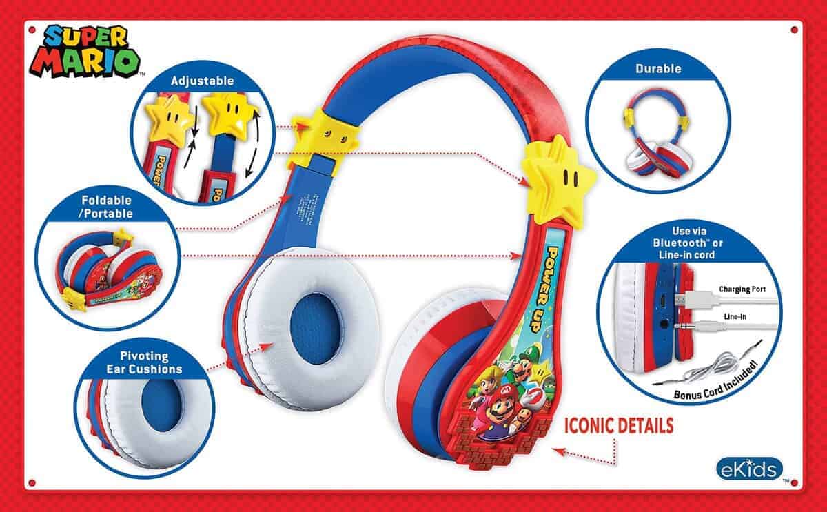 Auriculares inalámbricos Super Mario Bluetooth portátiles - Imagen 3