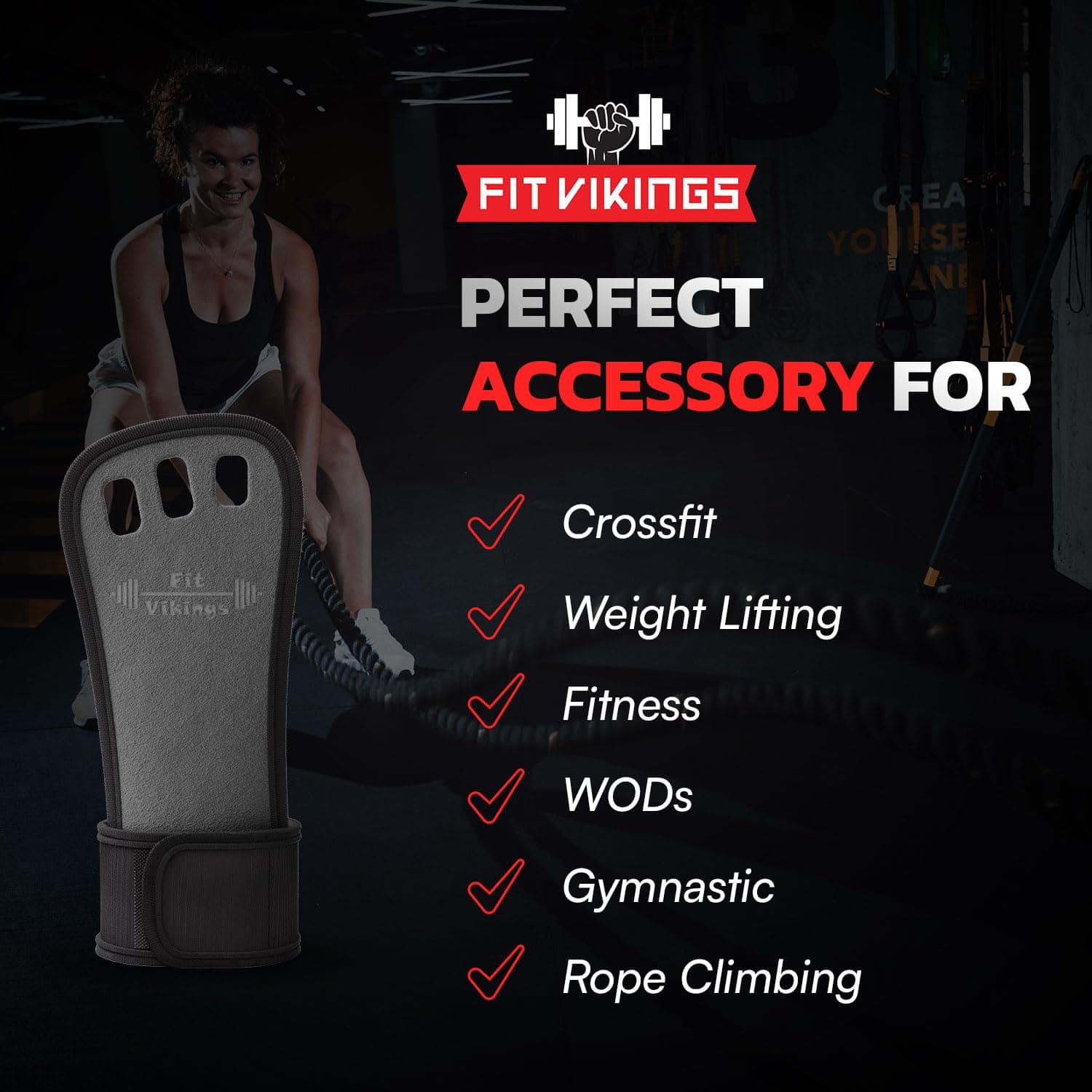 Agarres de gimnasia Fit Vikings - Guantes para Crossfit - - Imagen 8