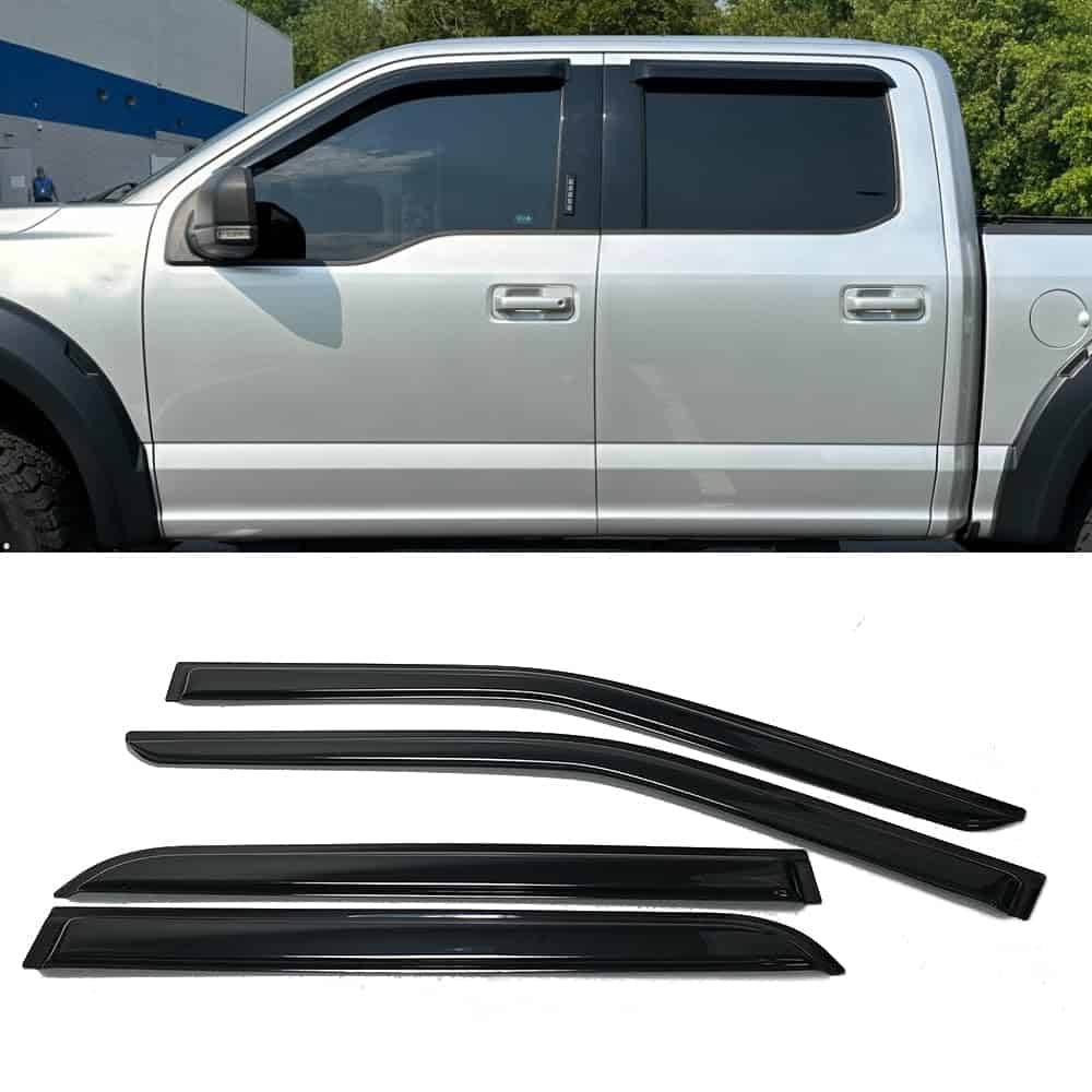 Deflector de ventana para sol y lluvia con visera tintada