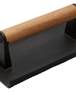 Prensa de Parrilla Rectangular con Mango de Madera 9 x 5