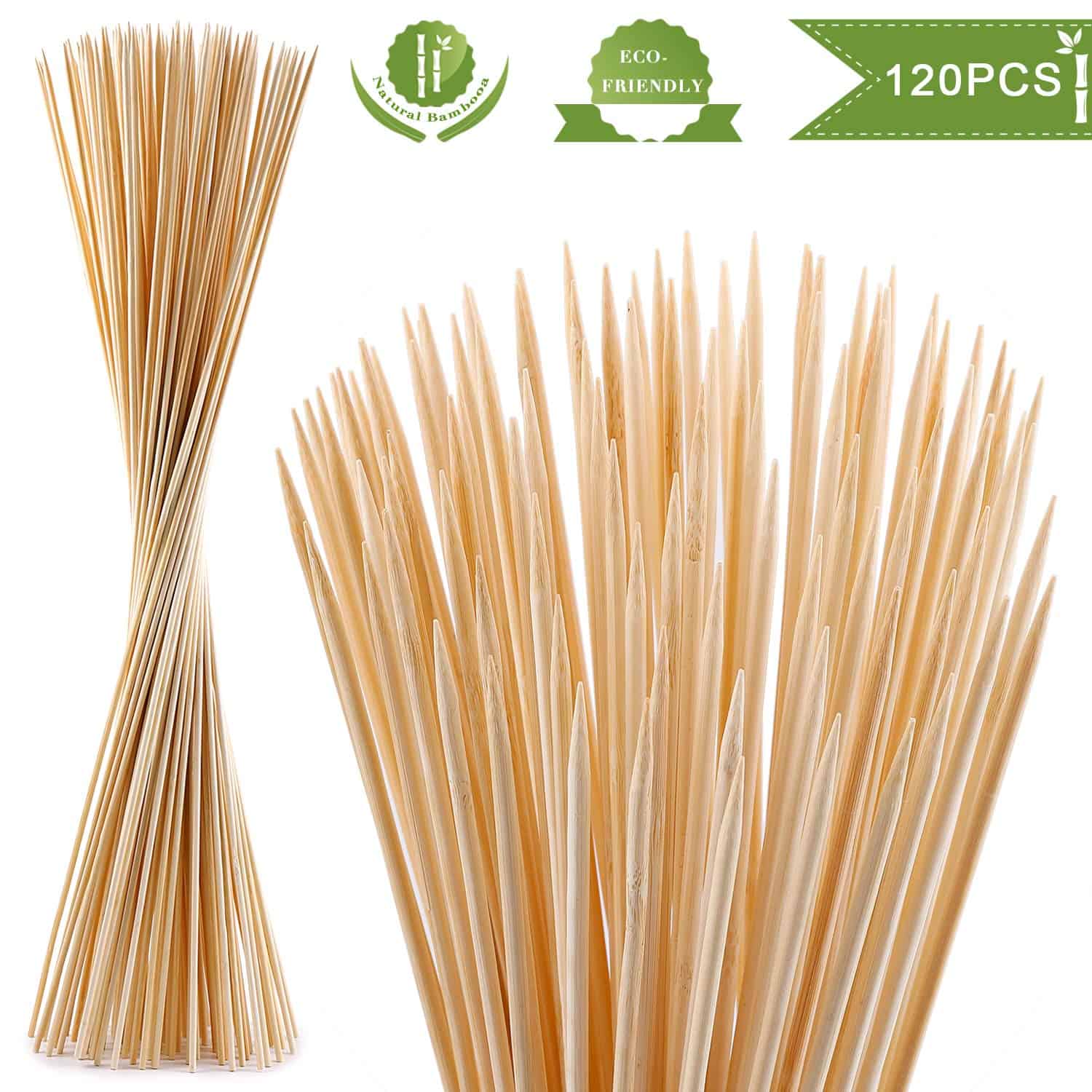 120 PCS Palitos de bambú para asar malvaviscos, pinchos - Imagen 9