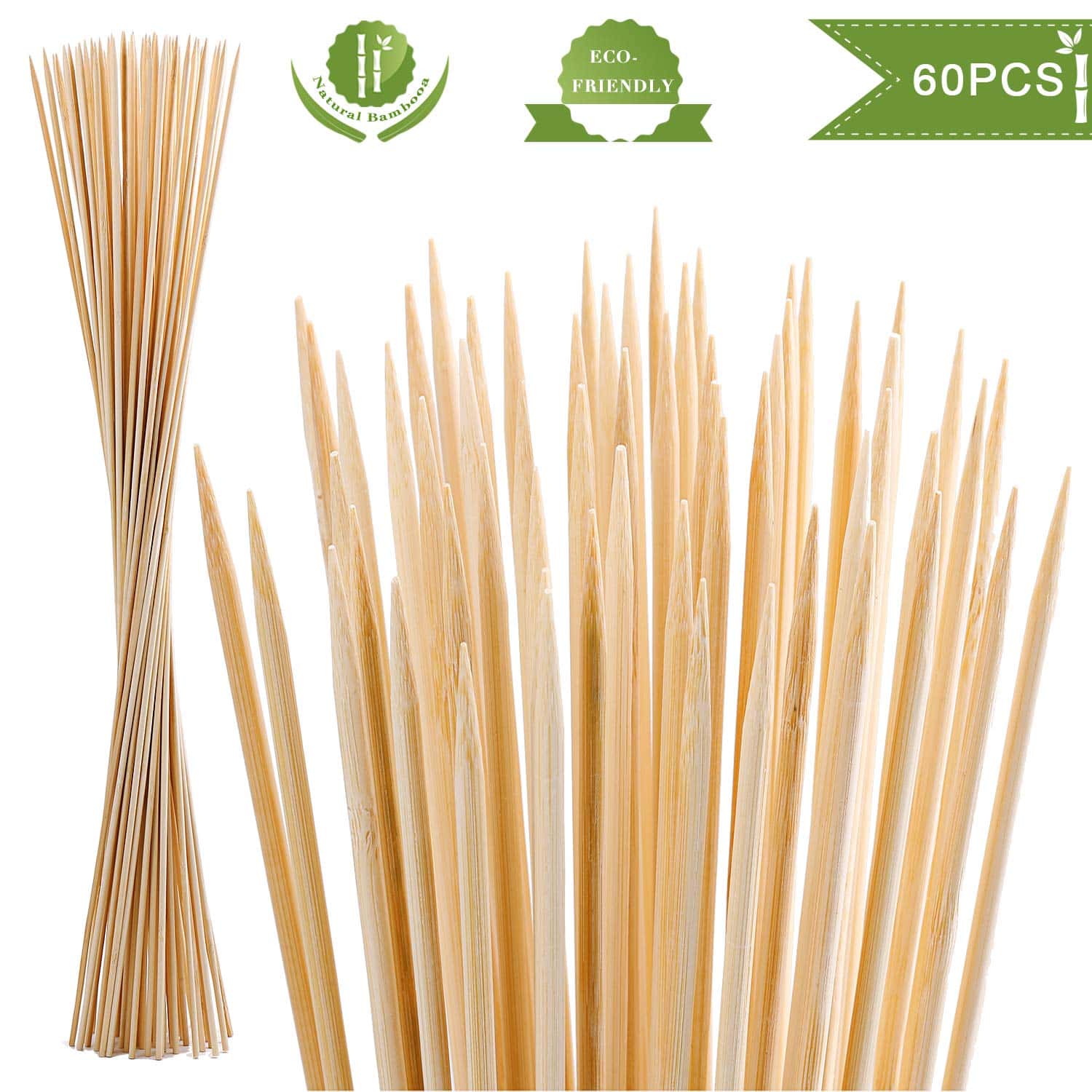 60 PCS Palillos de Bambú para Asar Malvaviscos, Pinchos - Imagen 9