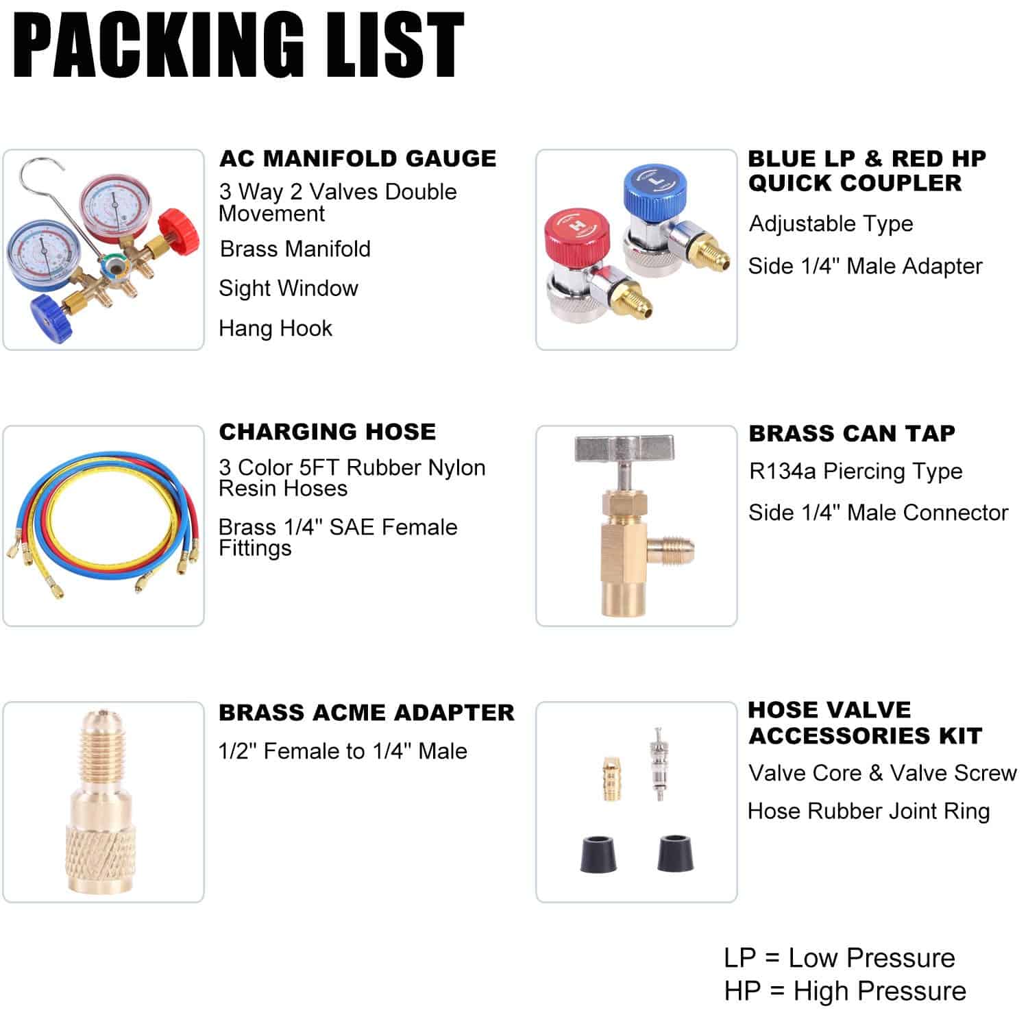 JIFETOR 3 Way AC Manifold Gauge Set, Herramienta de - Imagen 3