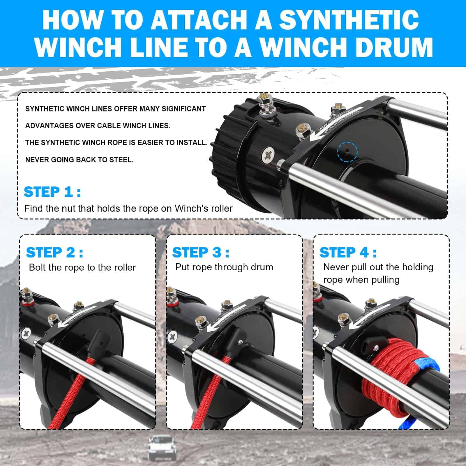 Cuerda de Winch Sintética STEGODON Dyneema Cable de Winch - Imagen 7